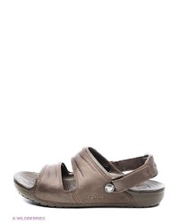 Мужские темно-коричневые кожаные сандалии от Crocs