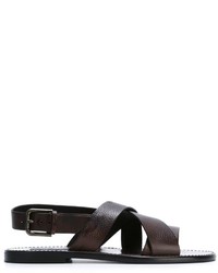 Мужские темно-коричневые кожаные сандалии от Dolce & Gabbana