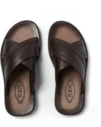 Мужские темно-коричневые кожаные сандалии от Tod's