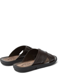Мужские темно-коричневые кожаные сандалии от Tod's