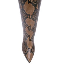 Темно-коричневые кожаные сапоги со змеиным рисунком от Paris Texas