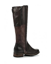 Темно-коричневые кожаные сапоги от Jana