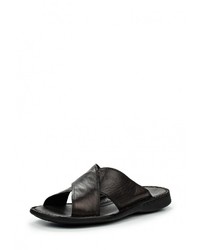 Мужские темно-коричневые кожаные сланцы