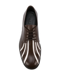 Темно-коричневые кожаные туфли дерби в вертикальную полоску от Marni