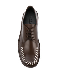 Темно-коричневые кожаные туфли дерби с принтом от Marni