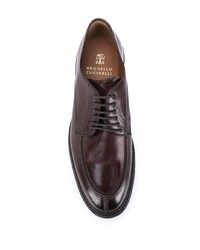 Темно-коричневые кожаные туфли дерби от Brunello Cucinelli