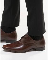 Темно-коричневые кожаные туфли дерби от Asos