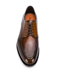 Темно-коричневые кожаные туфли дерби от Santoni