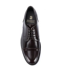 Темно-коричневые кожаные туфли дерби от Brunello Cucinelli