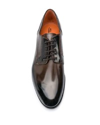 Темно-коричневые кожаные туфли дерби от Santoni