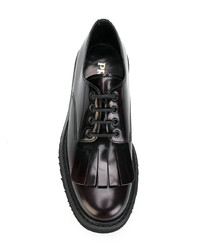 Темно-коричневые кожаные туфли дерби от Prada