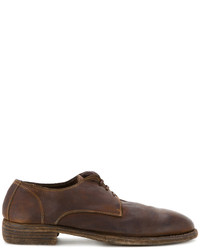Темно-коричневые кожаные туфли дерби от Guidi