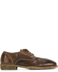 Темно-коричневые кожаные туфли дерби от Guidi