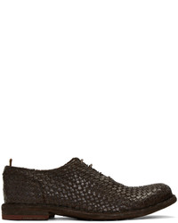 Темно-коричневые кожаные туфли дерби от Officine Creative
