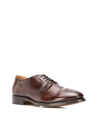 Темно-коричневые кожаные туфли дерби от Alberto Fasciani