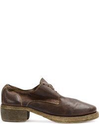 Темно-коричневые кожаные туфли на шнуровке