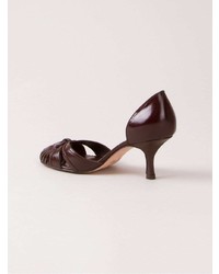 Темно-коричневые кожаные туфли с вырезом от Sarah Chofakian