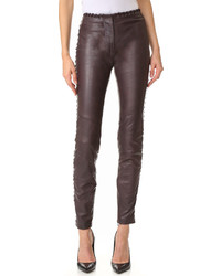 Темно-коричневые кожаные узкие брюки от Just Cavalli