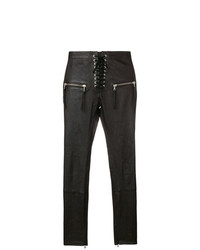Темно-коричневые кожаные узкие брюки от Unravel Project