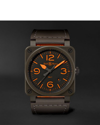 Мужские темно-коричневые кожаные часы от Bell & Ross