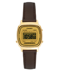 Женские темно-коричневые кожаные часы от Casio