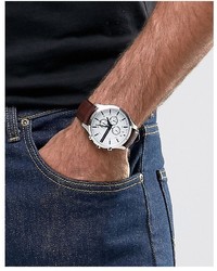 Мужские темно-коричневые кожаные часы от Armani Exchange