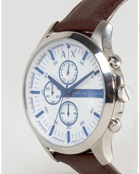 Мужские темно-коричневые кожаные часы от Armani Exchange