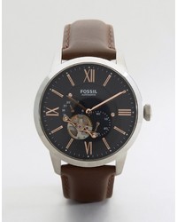 Мужские темно-коричневые кожаные часы от Fossil