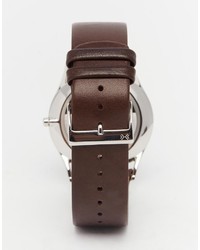Мужские темно-коричневые кожаные часы от Skagen