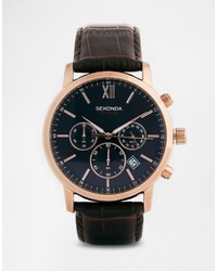 Мужские темно-коричневые кожаные часы от Sekonda