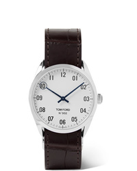 Мужские темно-коричневые кожаные часы от Tom Ford Timepieces