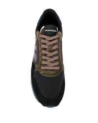 Мужские темно-коричневые кроссовки от Emporio Armani