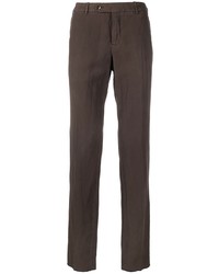 Темно-коричневые льняные брюки чинос от PT TORINO