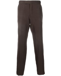 Темно-коричневые льняные брюки чинос от Zegna