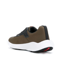 Мужские темно-коричневые низкие кеды от Prada