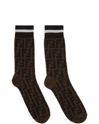 Темно-коричневые носки с принтом