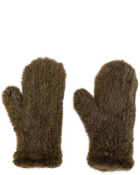Женские темно-коричневые перчатки от Yves Salomon