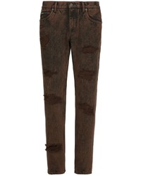 Мужские темно-коричневые рваные джинсы от Dolce & Gabbana