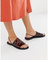 Темно-коричневые резиновые сандалии на плоской подошве от ASOS DESIGN
