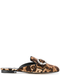 Темно-коричневые сабо с принтом от Dolce & Gabbana