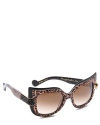 Женские темно-коричневые солнцезащитные очки с леопардовым принтом от Karlsson