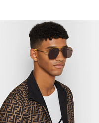 Мужские темно-коричневые солнцезащитные очки от Fendi
