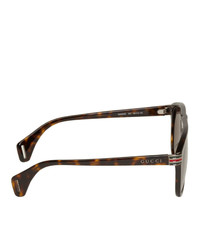 Мужские темно-коричневые солнцезащитные очки от Gucci