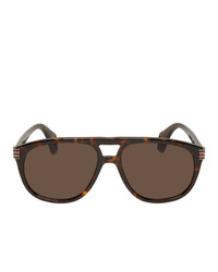 Мужские темно-коричневые солнцезащитные очки от Gucci