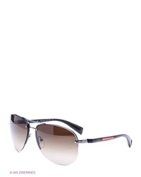 Мужские темно-коричневые солнцезащитные очки от Prada Linea Rossa