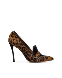 Темно-коричневые туфли из ворса пони с леопардовым принтом от Tabitha Simmons