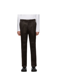 Темно-коричневые шелковые брюки чинос