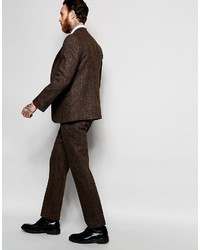 Мужские темно-коричневые шерстяные классические брюки от Asos