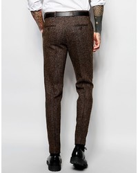 Мужские темно-коричневые шерстяные классические брюки от Asos