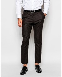 Мужские темно-коричневые шерстяные классические брюки от Selected